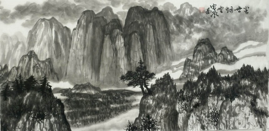 曳岚国画作品-山水